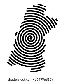 Symbol Map of the city Weener (Niedersachsen, Germany) showing the city with a black spiral line
