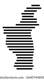 Symbol Map of the city Wehr (Baden-Württemberg, Germany) showing the area of the city with just a few black horizontal lines