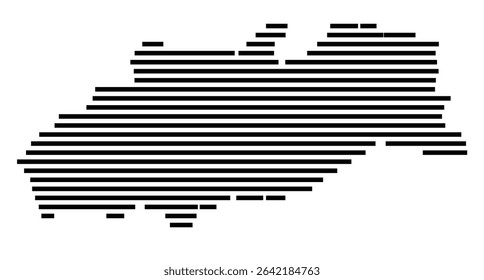 Symbol Map of the city Weilburg (Hessen, Germany) showing the area of the city with just a few black horizontal lines