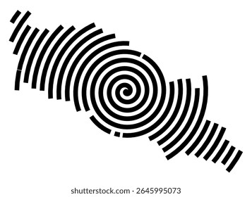 Mapa de símbolos da cidade Weilheim i.OB (Bayern, Germany) mostrando a cidade com uma linha espiral preta