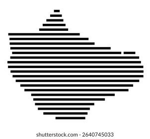 Symbol Map of the city Weingarten (Baden) (Baden-Württemberg, Germany) showing the area of the city with just a few black horizontal lines
