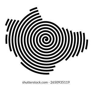 Mapa de símbolos da cidade Weingarten (Baden-Württemberg, Alemanha) mostrando a cidade com uma linha espiral preta