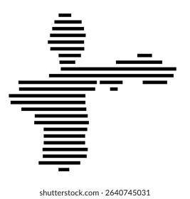 Symbol Map of the city Weinsberg (Baden-Württemberg, Germany) showing the area of the city with just a few black horizontal lines