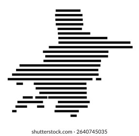 Symbol Map of the city Welzheim (Baden-Württemberg, Germany) showing the area of the city with just a few black horizontal lines