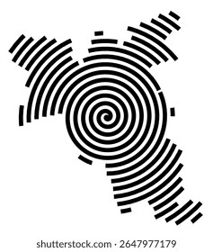 Symbol Map of the city Wendeburg (Niedersachsen, Germany) showing the city with a black spiral line