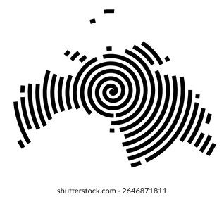 Symbol Map of the city Wendelstein (Bayern, Germany) showing the city with a black spiral line