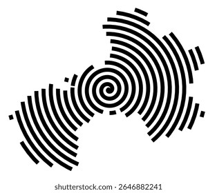 Symbol Map of the city Werdau (Sachsen, Germany) showing the city with a black spiral line