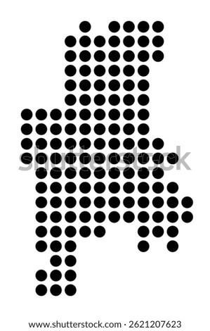 Symbol Map Of the City Werder (Havel) (Germany) showing the city with a pattern of just a few black dots