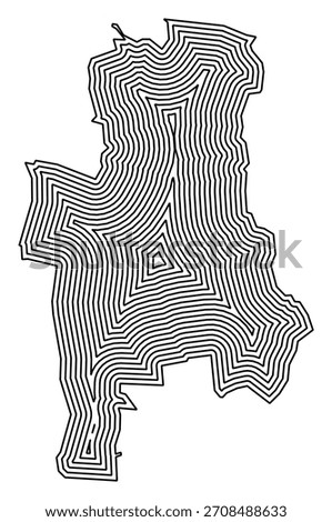 Symbol Map of the city Werder (Havel) (Brandenburg, Germany) showing the city border buffered inside multiple times