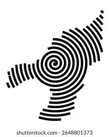Symbol Map of the city Werlte (Niedersachsen, Germany) showing the city with a black spiral line