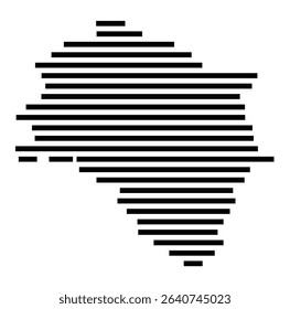 Symbol Map of the city Wernau (Neckar) (Baden-Württemberg, Germany) showing the area of the city with just a few black horizontal lines