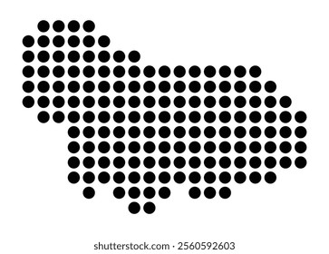 Symbol Map of the City Wesel (Germany) showing the city with a pattern of just a few black dots