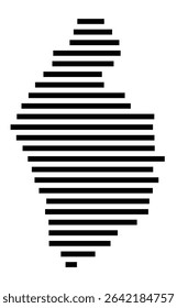 Symbol Map of the city Wettenberg (Hessen, Germany) showing the area of the city with just a few black horizontal lines