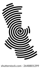 Symbol Map of the city Wiefelstede (Niedersachsen, Germany) showing the city with a black spiral line