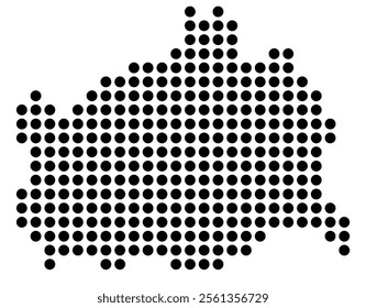 Symbol Map of the City Wien (Austria) showing the city with a pattern of just a few black dots