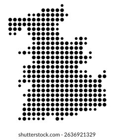 Symbol Map of the city Wiesmoor (Niedersachsen, Germany) showing the city with a pattern of just a few black dots