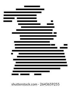 Symbol Map of the city Wiesmoor (Niedersachsen, Germany) showing the area of the city with just a few black horizontal lines
