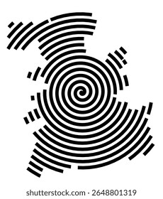 Symbol Map of the city Wiesmoor (Niedersachsen, Germany) showing the city with a black spiral line