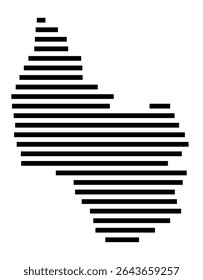 Mapa de símbolos da cidade Wietmarschen (Niedersachsen, Alemanha) mostrando a área da cidade com apenas algumas linhas horizontais pretas