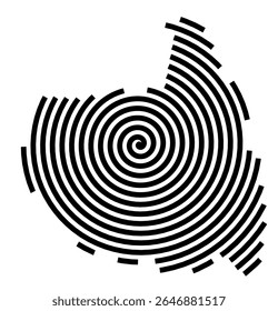 Mapa de símbolos da cidade Wildau (Brandenburg, Alemanha) mostrando a cidade com uma linha espiral preta