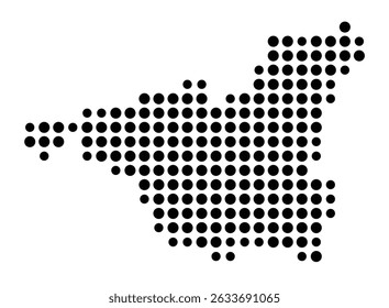 Symbol Map of the city Wildberg (Baden-Württemberg, Germany) showing the city with a pattern of just a few black dots