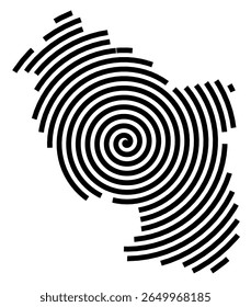 Mapa de símbolos da cidade Wildeshausen (Niedersachsen, Alemanha) mostrando a cidade com uma linha espiral preta