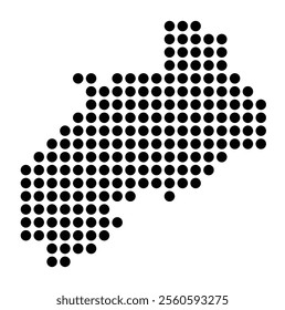 Symbol Map of the City Witten (Germany) showing the city with a pattern of just a few black dots