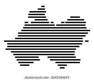 Symbol Map of the city Wittlich (Rheinland-Pfalz, Germany) showing the area of the city with just a few black horizontal lines