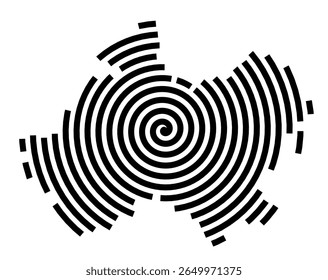 Symbol Map of the city Wittlich (Rheinland-Pfalz, Germany) showing the city with a black spiral line