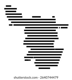 Symbol Map of the city Wittstock_Dosse (Brandenburg, Germany) showing the area of the city with just a few black horizontal lines