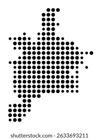 Symbol Map of the city Wolfhagen (Hessen, Germany) showing the city with a pattern of just a few black dots