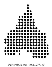 Symbol Map of the city Wolfratshausen (Bayern, Germany) showing the city with a pattern of just a few black dots