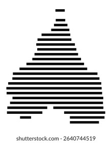 Symbol Map of the city Wolfratshausen (Bayern, Germany) showing the area of the city with just a few black horizontal lines