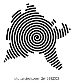 Mapa de símbolos da cidade Wolmirstedt (Sachsen-Anhalt, Alemanha) mostrando a cidade com uma linha espiral preta