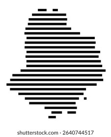 Symbol Map of the city Wolnzach (Bayern, Germany) showing the area of the city with just a few black horizontal lines