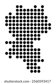 Symbol Map of the City Wuerzburg (Germany) showing the city with a pattern of just a few black dots