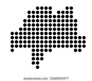 Symbol Map of the City Wuppertal (Germany) showing the city with a pattern of just a few black dots