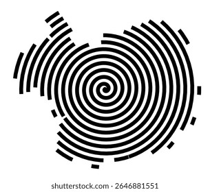 Mapa de símbolos da cidade Wustermark (Brandenburg, Alemanha) mostrando a cidade com uma linha espiral preta