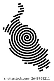Symbol Map of the city Xanten (Nordrhein-Westfalen, Germany) showing the city with a black spiral line