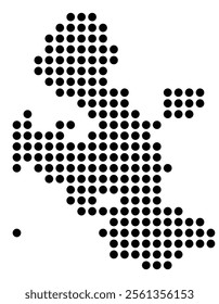 Symbol Map of the City Zaragoza (Spain) showing the city with a pattern of just a few black dots