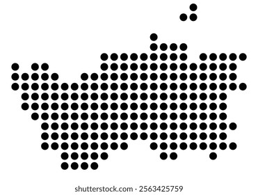 Symbol Map of the City Zawiercie (Poland) showing the city with a pattern of just a few black dots