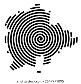 Symbol Map of the city Zehdenick (Brandenburg, Germany) showing the city with a black spiral line