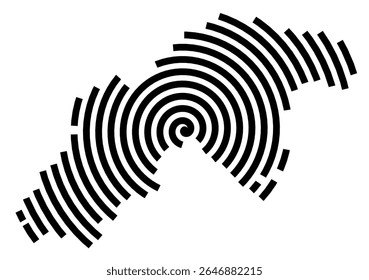Symbol Map of the city Zella-Mehlis (Thüringen, Germany) showing the city with a black spiral line
