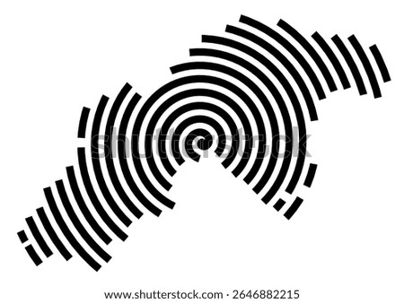 Symbol Map of the city Zella-Mehlis (Thüringen, Germany) showing the city with a black spiral line