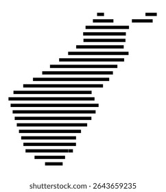 Mapa de símbolos da cidade Zetel (Niedersachsen, Alemanha) mostrando a área da cidade com apenas algumas linhas horizontais pretas