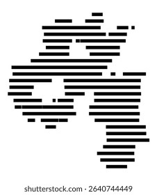 Symbol Map of the city Zeulenroda-Triebes (Thüringen, Germany) showing the area of the city with just a few black horizontal lines