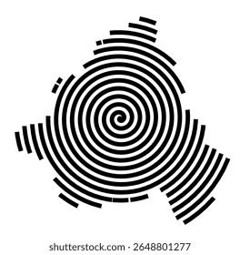 Symbol Map of the city Zeven (Niedersachsen, Germany) showing the city with a black spiral line