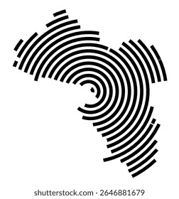 Symbol Map of the city Zossen (Brandenburg, Germany) showing the city with a black spiral line