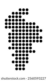 Symbol Map of the City Zwickau (Germany) showing the city with a pattern of just a few black dots