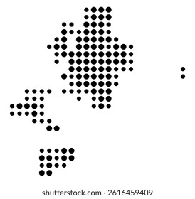 Symbol Map of Columbus (United States) showing the city with a pattern of just a few black dots